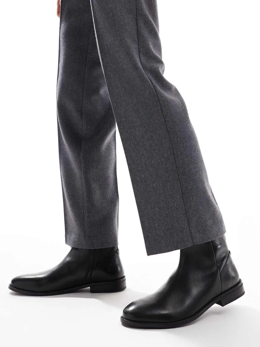ASOS Black Leather Chukka Zip Boots
